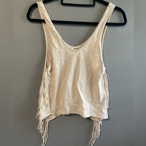 LA Made boho fringe slub cotton tank top. Size Small